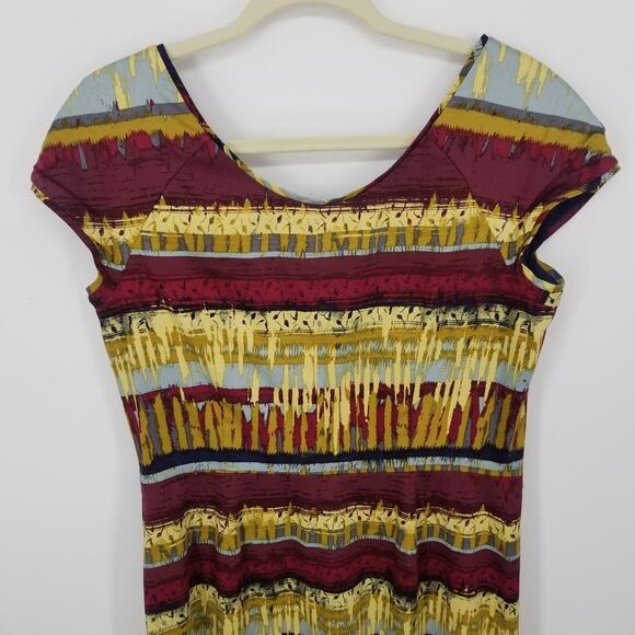 Pendleton Abstract Sheath Dress 10 Cotton Cap Sleeves Scoop Neck Southwestern - Picture 8 of 11